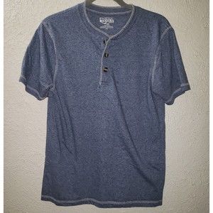 Open Trails Sz M Med Men's Short Sleeve Cotton Blend Henley T-Shirt Heather Blue